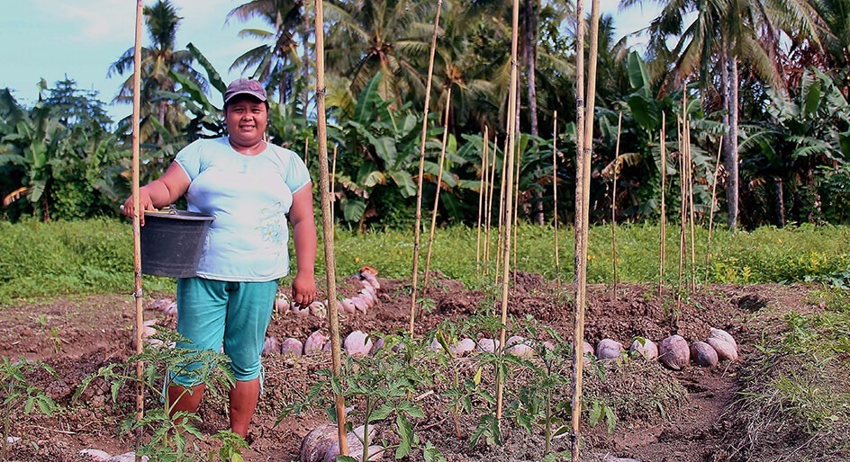 Syane Bulanbae of Ambela Village learns permaculture. Thirty pilot home gardens will produce organic, chemical-free food at three island villages on Karakelang, North Sulawesi.